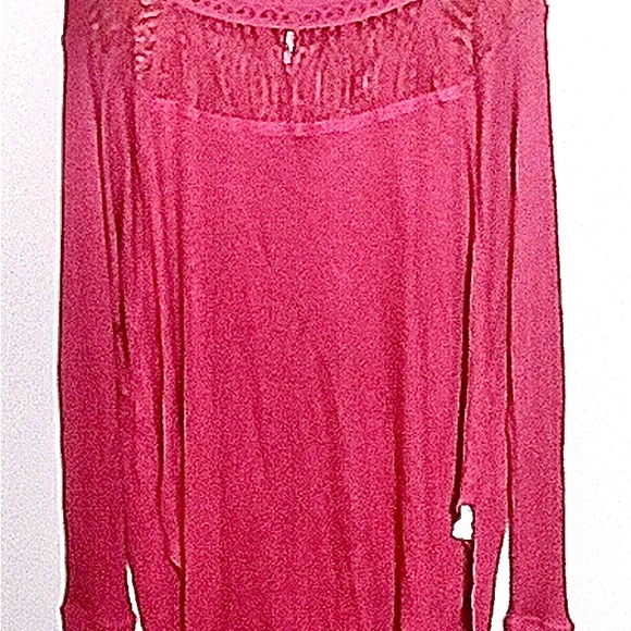 ⭐️Host Pick!⭐️FREE PEOPLE Spring Valley Waffle Knit Top In Cochineal (Pink) L/XL - Picture 6 of 10
